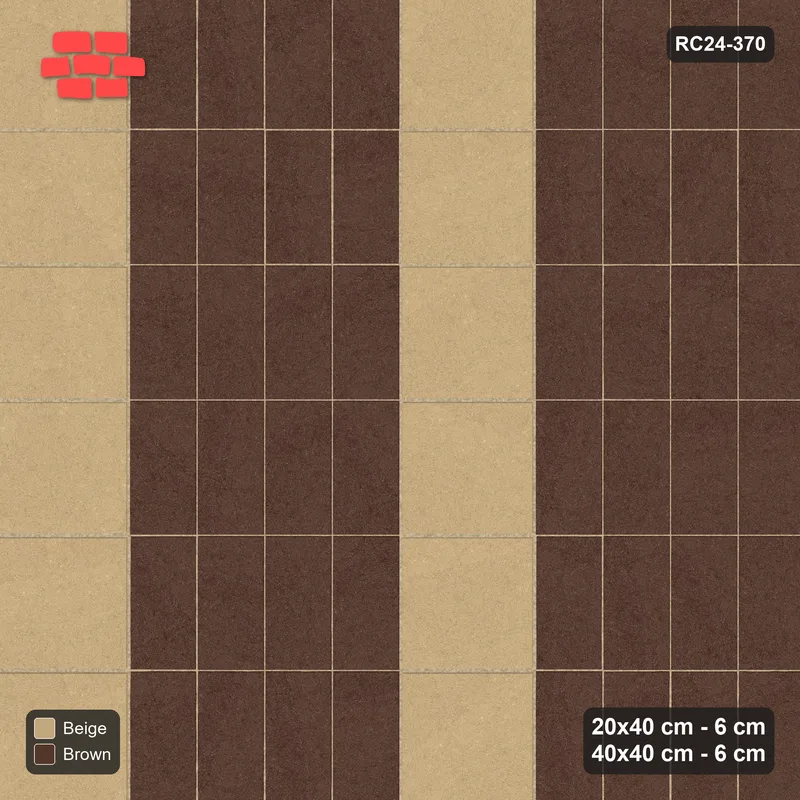 Interlock (Pasco) 20x40 cm · RC24-370 · Four-Course Stacked Plank Columns between Slab Columns - Sandstone - 240 cm field - Solid · Top view Interlock (Pasco) 20x40 cm · RC24-370 · Four-Course Stacked Plank Columns between Slab Columns - Sandstone - 240 cm field - Solid · Top view