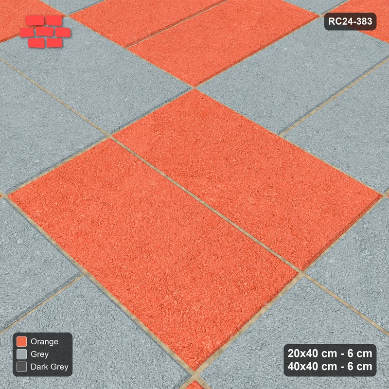Interlock (Pasco) 20x40 cm · RC24-383 · Row-Alternating Pairs with Centre Slab Inlays and Kerb Frame - Sunset Slate · Side view Interlock (Pasco) 20x40 cm · RC24-383 · Row-Alternating Pairs with Centre Slab Inlays and Kerb Frame - Sunset Slate · Side view