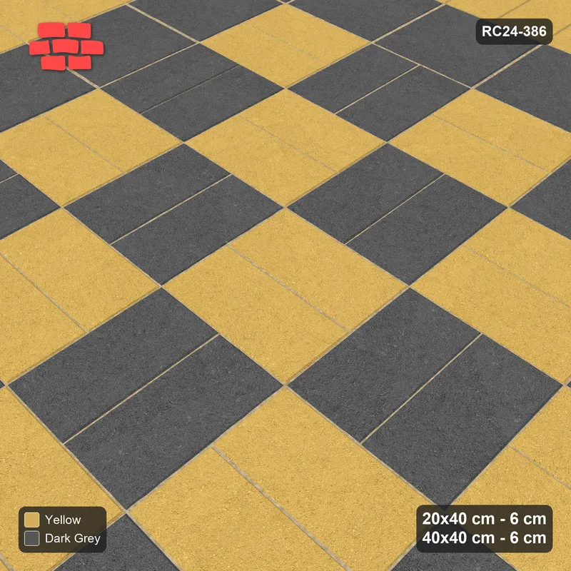 Interlock (Pasco) 20x40 cm · RC24-386 · Basketweave Field with Soldier Border and Slab Border - Mustard Slate · Side view Interlock (Pasco) 20x40 cm · RC24-386 · Basketweave Field with Soldier Border and Slab Border - Mustard Slate · Side view
