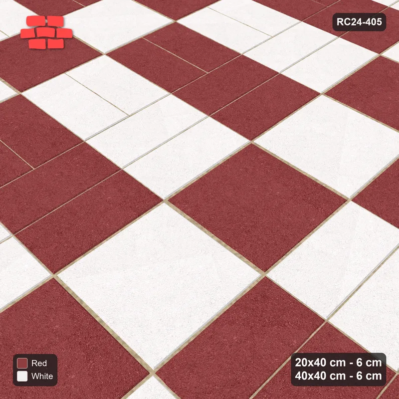 Interlock (Pasco) 20x40 cm · RC24-405 · Column-Alternating Pairs with Column Slab Inlays and Kerb Frame - Burgundy & Ivory · Side view Interlock (Pasco) 20x40 cm · RC24-405 · Column-Alternating Pairs with Column Slab Inlays and Kerb Frame - Burgundy & Ivory · Side view