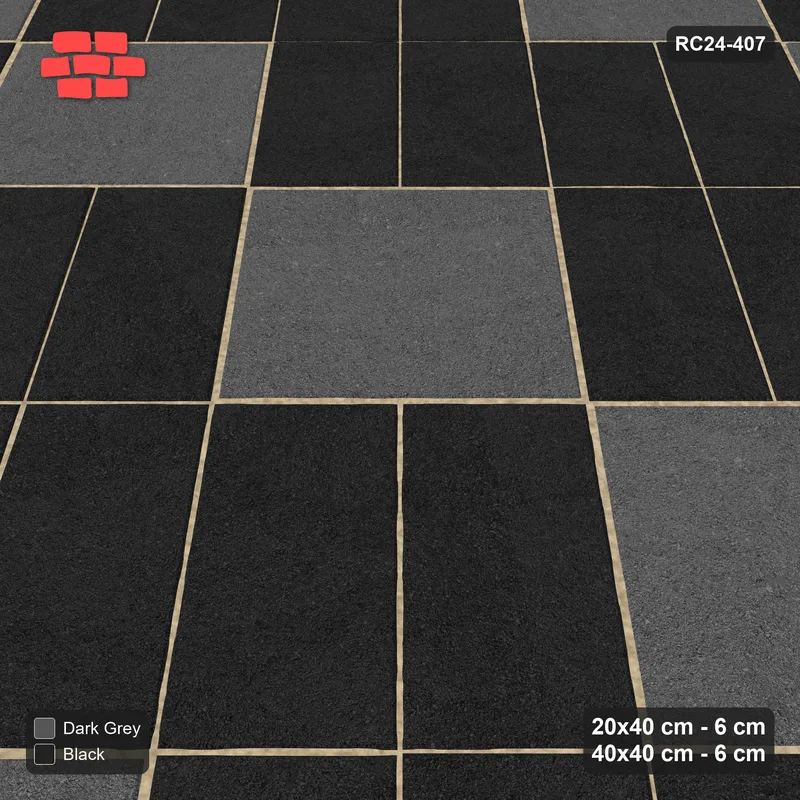 Interlock (Pasco) 20x40 cm · RC24-407 · 45 Degree Stacked Columns with Diagonal Slab Inlays and Kerb Frame - Night Sky · Side view Interlock (Pasco) 20x40 cm · RC24-407 · 45 Degree Stacked Columns with Diagonal Slab Inlays and Kerb Frame - Night Sky · Side view
