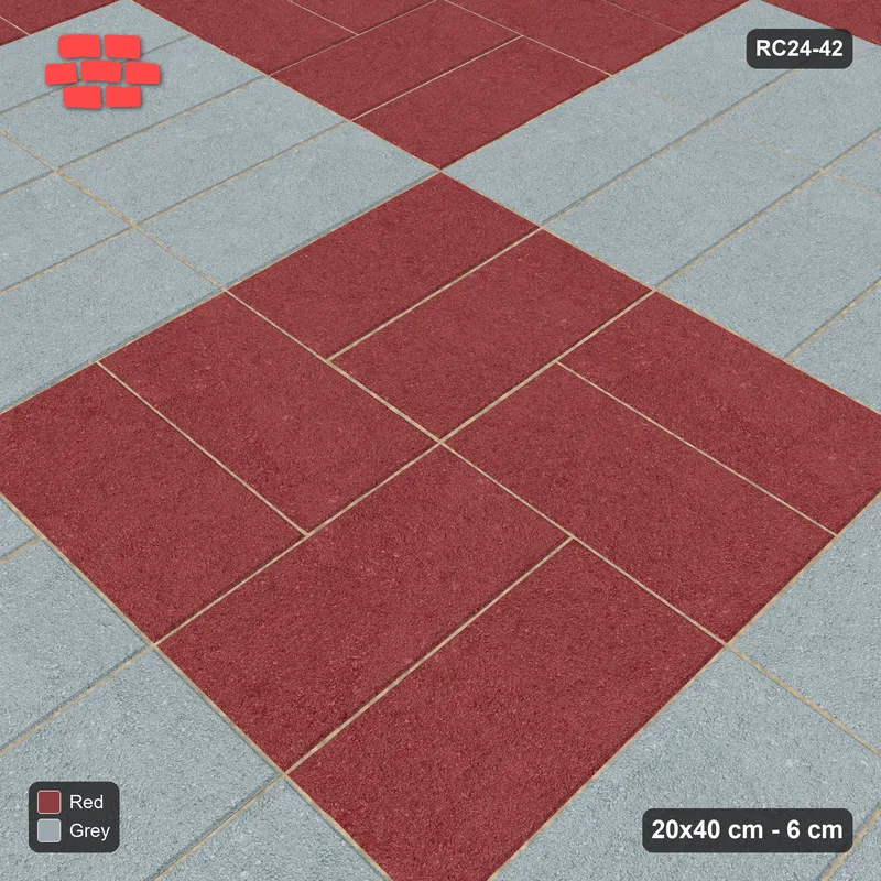 Interlock (Pasco) 20x40 cm · RC24-42 · Panel checkerboard of basketweave and vertical stack · Side view Interlock (Pasco) 20x40 cm · RC24-42 · Panel checkerboard of basketweave and vertical stack · Side view