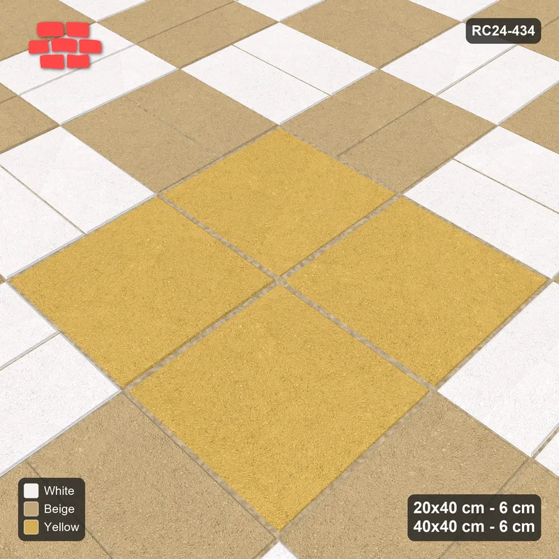 Interlock (Pasco) 20x40 cm · RC24-434 · Column-Alternating Pairs with Centre Slab Inlays - Golden Sand · Side view Interlock (Pasco) 20x40 cm · RC24-434 · Column-Alternating Pairs with Centre Slab Inlays - Golden Sand · Side view