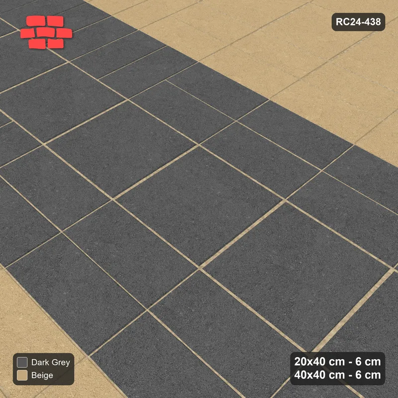 Interlock (Pasco) 20x40 cm · RC24-438 · Concentric Pairs with Row Slab Inlays - Stone & Earth · Side view Interlock (Pasco) 20x40 cm · RC24-438 · Concentric Pairs with Row Slab Inlays - Stone & Earth · Side view