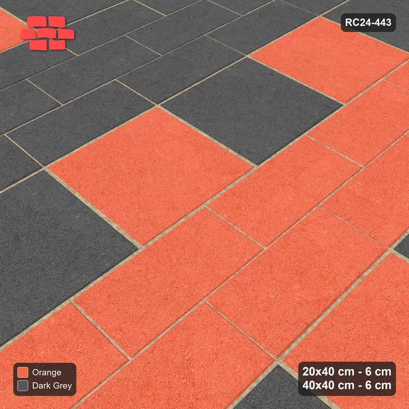 Interlock (Pasco) 20x40 cm · RC24-443 · Staggered Mixed Running Plank Columns between Slab Columns - Ember · Side view Interlock (Pasco) 20x40 cm · RC24-443 · Staggered Mixed Running Plank Columns between Slab Columns - Ember · Side view