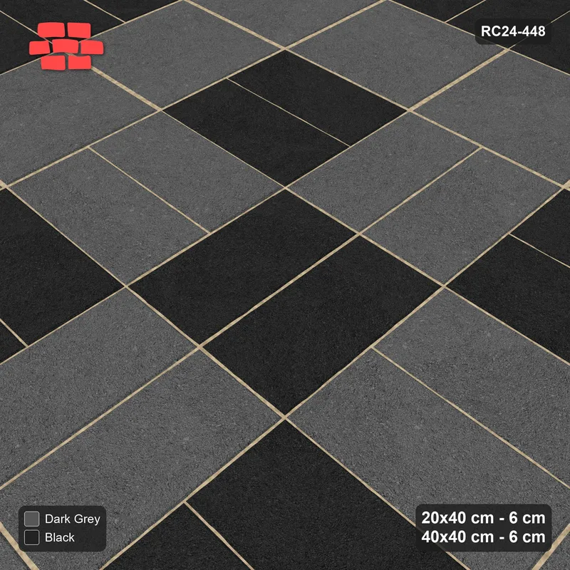 Interlock (Pasco) 20x40 cm · RC24-448 · Column-Alternating Pairs Field with Soldier Border and Slab Border - Night Sky · Side view Interlock (Pasco) 20x40 cm · RC24-448 · Column-Alternating Pairs Field with Soldier Border and Slab Border - Night Sky · Side view