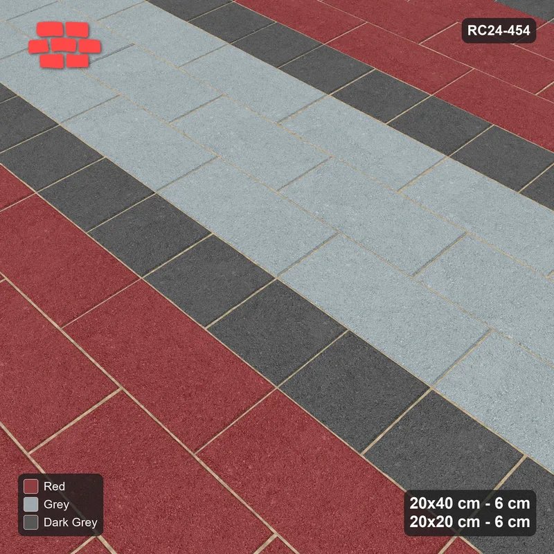Interlock (Pasco) 20x40 cm · RC24-454 · 3+1 Plank+Square Courses, Running - Urban Brick · Side view Interlock (Pasco) 20x40 cm · RC24-454 · 3+1 Plank+Square Courses, Running - Urban Brick · Side view