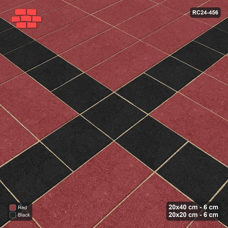 Interlock (Pasco) 20x40 cm · RC24-456 · Alternating Stack Panels 120, Square Lines - Red & Black · Side view Interlock (Pasco) 20x40 cm · RC24-456 · Alternating Stack Panels 120, Square Lines - Red & Black · Side view