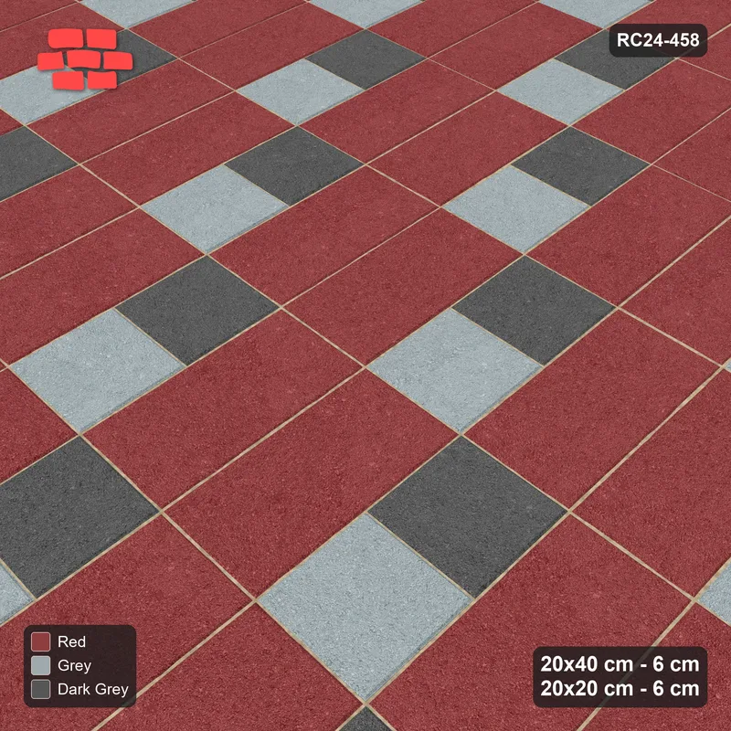 Interlock (Pasco) 20x40 cm · RC24-458 · Stack Bond, 20x20 Inserts 1 in 3 Cols - Urban Brick · Side view Interlock (Pasco) 20x40 cm · RC24-458 · Stack Bond, 20x20 Inserts 1 in 3 Cols - Urban Brick · Side view