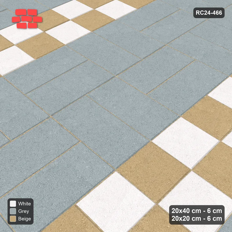 Interlock (Pasco) 20x40 cm · RC24-466 · Basketweave, Column 20x20 Blocks - Coastal · Side view Interlock (Pasco) 20x40 cm · RC24-466 · Basketweave, Column 20x20 Blocks - Coastal · Side view