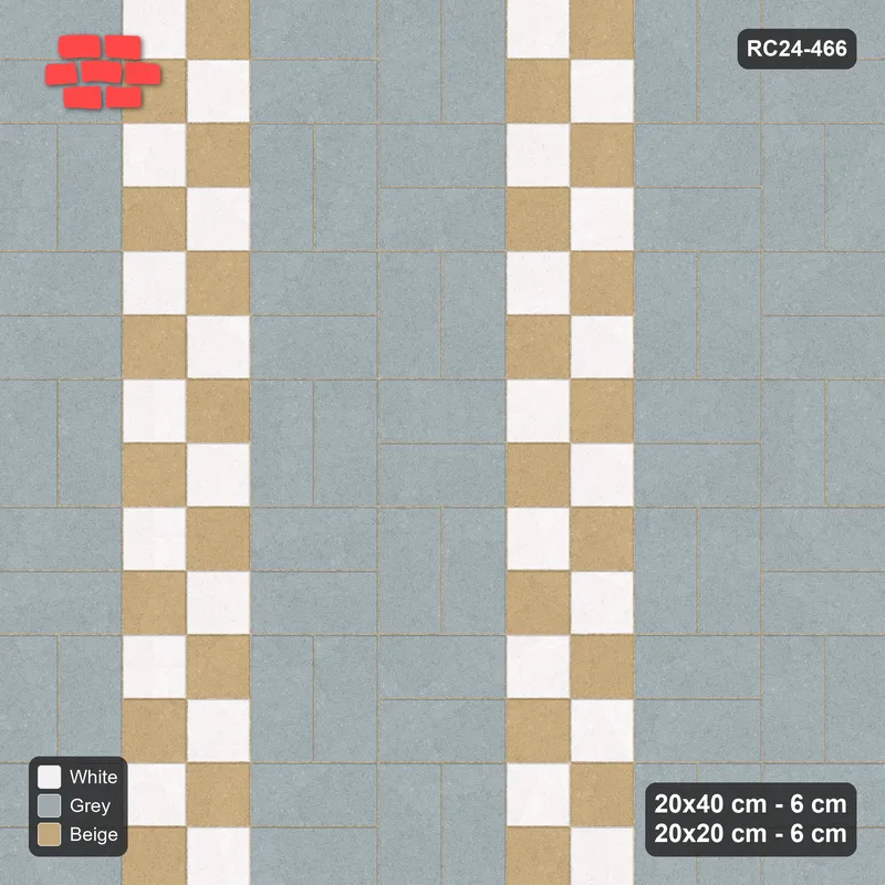 Interlock (Pasco) 20x40 cm · RC24-466 · Basketweave, Column 20x20 Blocks - Coastal · Top view Interlock (Pasco) 20x40 cm · RC24-466 · Basketweave, Column 20x20 Blocks - Coastal · Top view