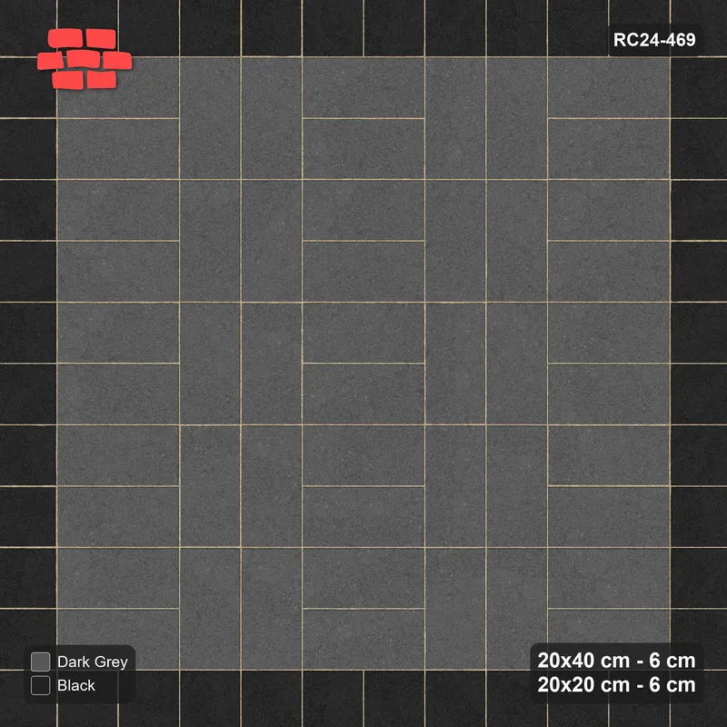 Interlock (Pasco) 20x40 cm · RC24-469 · Column-Alternating, Square Border + Kerb - Night Sky · Top view Interlock (Pasco) 20x40 cm · RC24-469 · Column-Alternating, Square Border + Kerb - Night Sky · Top view