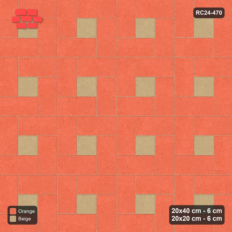 Interlock (Pasco) 20x40 cm · RC24-470 · Pinwheel, 20x20 Centres, Solid Planks - Clay Court · Top view Interlock (Pasco) 20x40 cm · RC24-470 · Pinwheel, 20x20 Centres, Solid Planks - Clay Court · Top view