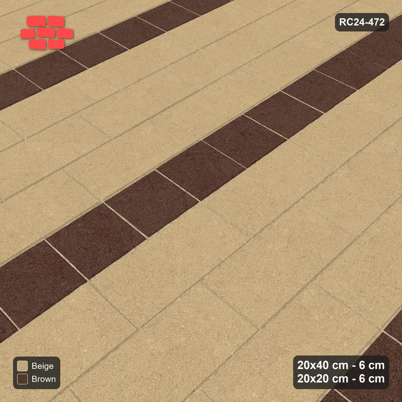 Interlock (Pasco) 20x40 cm · RC24-472 · 3+1 Plank+Square Courses, Running Cols + Kerb - Sandstone · Side view Interlock (Pasco) 20x40 cm · RC24-472 · 3+1 Plank+Square Courses, Running Cols + Kerb - Sandstone · Side view
