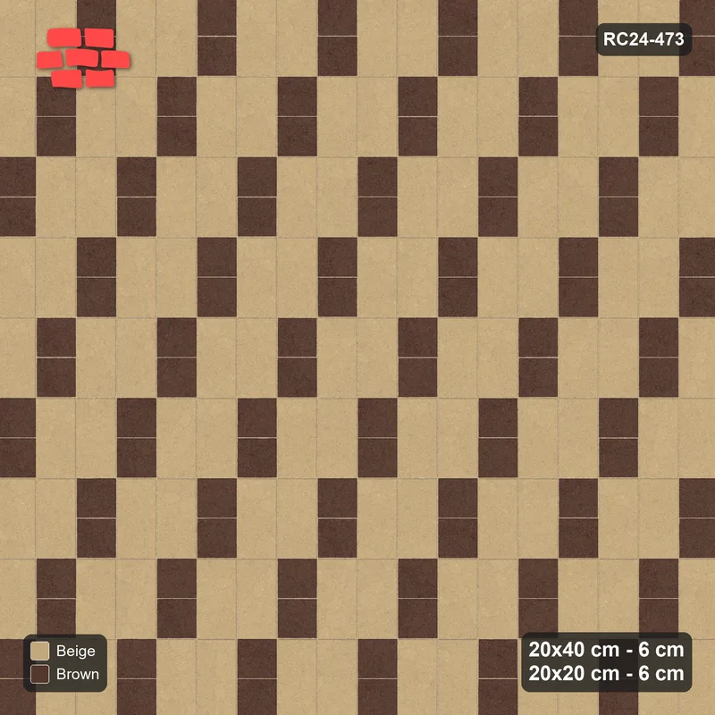 Interlock (Pasco) 20x40 cm · RC24-473 · Stack Bond, 20x20 Inserts 1 in 3 Cols - Sandstone · Top view Interlock (Pasco) 20x40 cm · RC24-473 · Stack Bond, 20x20 Inserts 1 in 3 Cols - Sandstone · Top view