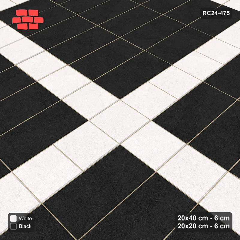 Interlock (Pasco) 20x40 cm · RC24-475 · Vertical Stack Panels 120, Square Lines + Border - Contrast · Side view Interlock (Pasco) 20x40 cm · RC24-475 · Vertical Stack Panels 120, Square Lines + Border - Contrast · Side view