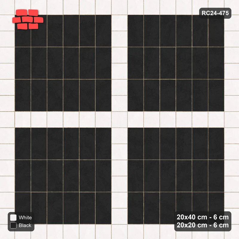 Interlock (Pasco) 20x40 cm · RC24-475 · Vertical Stack Panels 120, Square Lines + Border - Contrast · Top view Interlock (Pasco) 20x40 cm · RC24-475 · Vertical Stack Panels 120, Square Lines + Border - Contrast · Top view