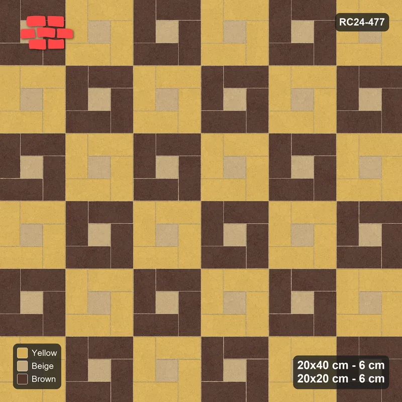 Interlock (Pasco) 20x40 cm · RC24-477 · Pinwheel, 20x20 Centres, Alternating Cells - Harvest Gold · Top view Interlock (Pasco) 20x40 cm · RC24-477 · Pinwheel, 20x20 Centres, Alternating Cells - Harvest Gold · Top view