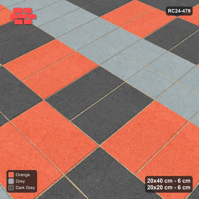 Interlock (Pasco) 20x40 cm · RC24-479 · Row-Alternating, Row 20x20 Blocks - Sunset Slate · Side view Interlock (Pasco) 20x40 cm · RC24-479 · Row-Alternating, Row 20x20 Blocks - Sunset Slate · Side view