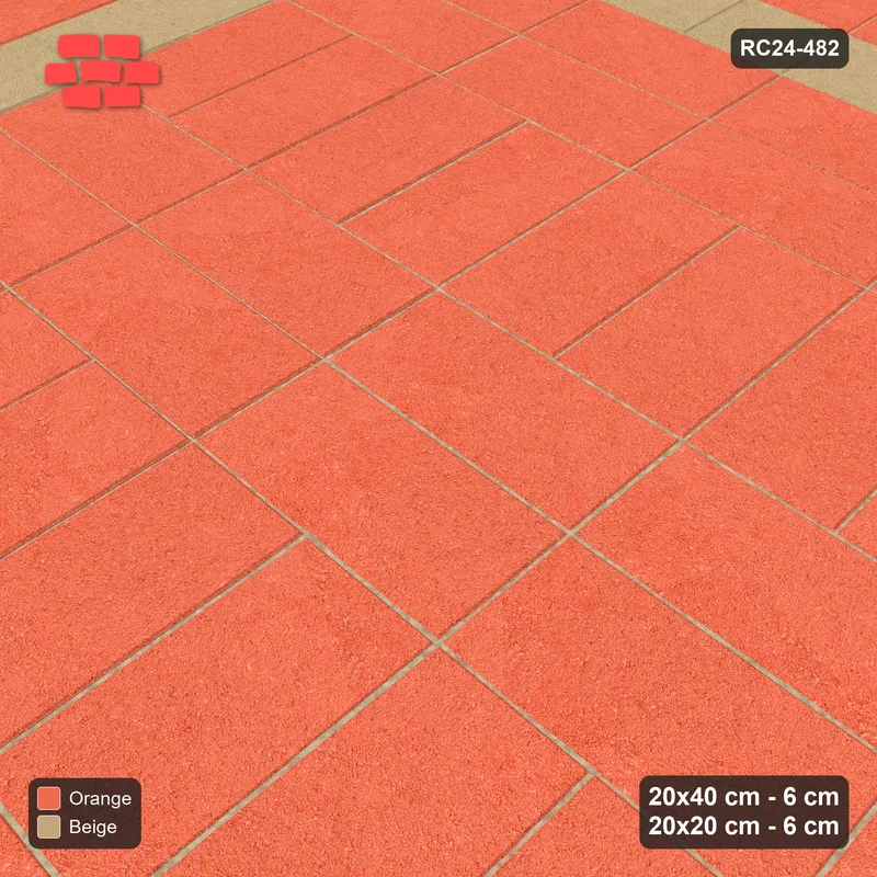 Interlock (Pasco) 20x40 cm · RC24-482 · Row-Alternating, Plank+Square Border - Clay Court · Side view Interlock (Pasco) 20x40 cm · RC24-482 · Row-Alternating, Plank+Square Border - Clay Court · Side view