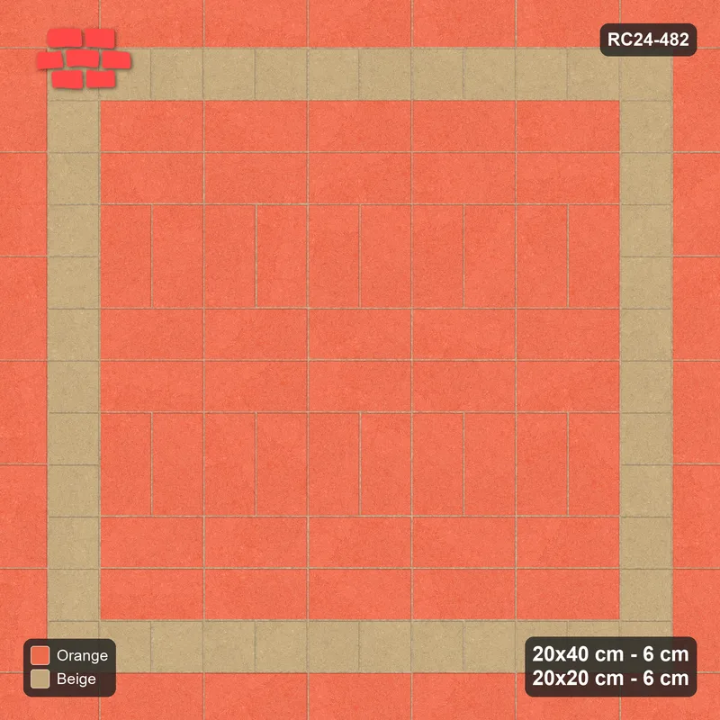 Interlock (Pasco) 20x40 cm · RC24-482 · Row-Alternating, Plank+Square Border - Clay Court · Top view Interlock (Pasco) 20x40 cm · RC24-482 · Row-Alternating, Plank+Square Border - Clay Court · Top view