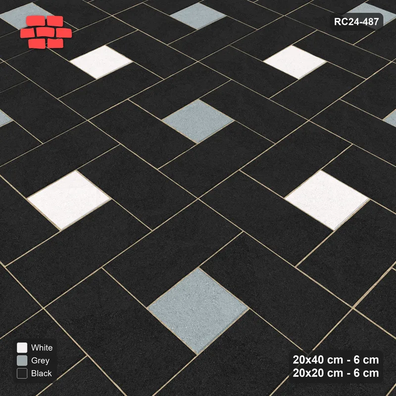 Interlock (Pasco) 20x40 cm · RC24-487 · Pinwheel, 20x20 Centres, Two-Tone Centres - Tuxedo · Side view Interlock (Pasco) 20x40 cm · RC24-487 · Pinwheel, 20x20 Centres, Two-Tone Centres - Tuxedo · Side view