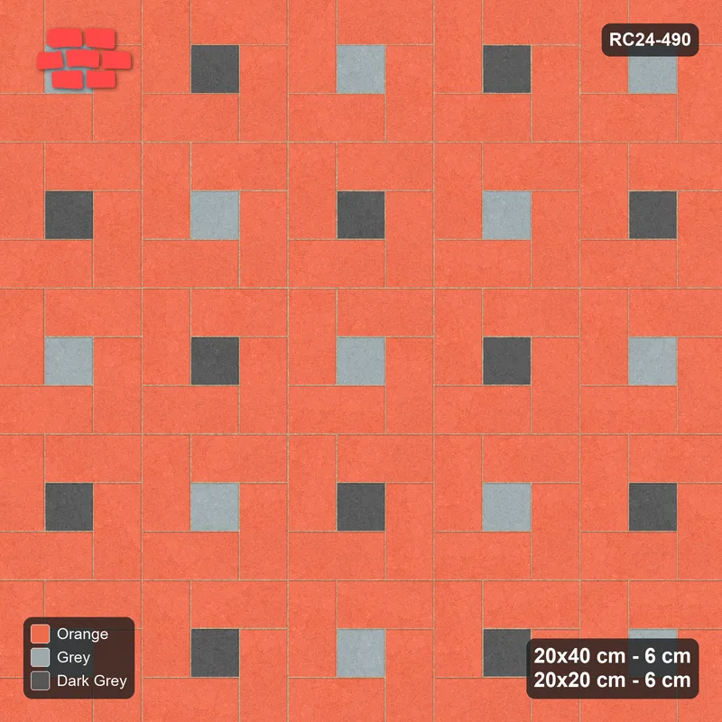 Interlock (Pasco) 20x40 cm · RC24-490 · Pinwheel, 20x20 Centres, Two-Tone Centres - Sunset Slate · Top view Interlock (Pasco) 20x40 cm · RC24-490 · Pinwheel, 20x20 Centres, Two-Tone Centres - Sunset Slate · Top view