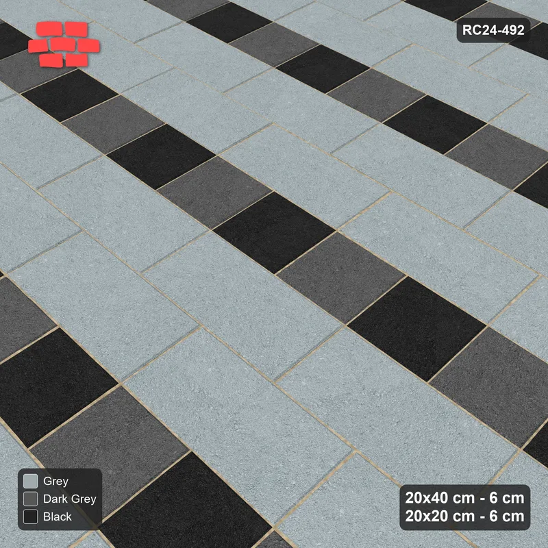 Interlock (Pasco) 20x40 cm · RC24-492 · 2+1 Plank+Square Courses, Running - Graphite Scale · Side view Interlock (Pasco) 20x40 cm · RC24-492 · 2+1 Plank+Square Courses, Running - Graphite Scale · Side view