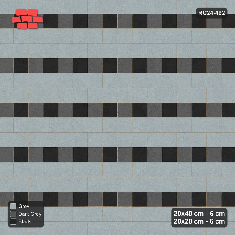 Interlock (Pasco) 20x40 cm · RC24-492 · 2+1 Plank+Square Courses, Running - Graphite Scale · Top view Interlock (Pasco) 20x40 cm · RC24-492 · 2+1 Plank+Square Courses, Running - Graphite Scale · Top view