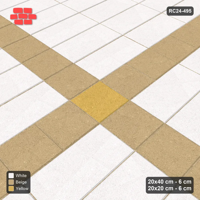 Interlock (Pasco) 20x40 cm · RC24-495 · Vertical Stack Panels 120, Square Lines + Kerb - Golden Sand · Side view Interlock (Pasco) 20x40 cm · RC24-495 · Vertical Stack Panels 120, Square Lines + Kerb - Golden Sand · Side view