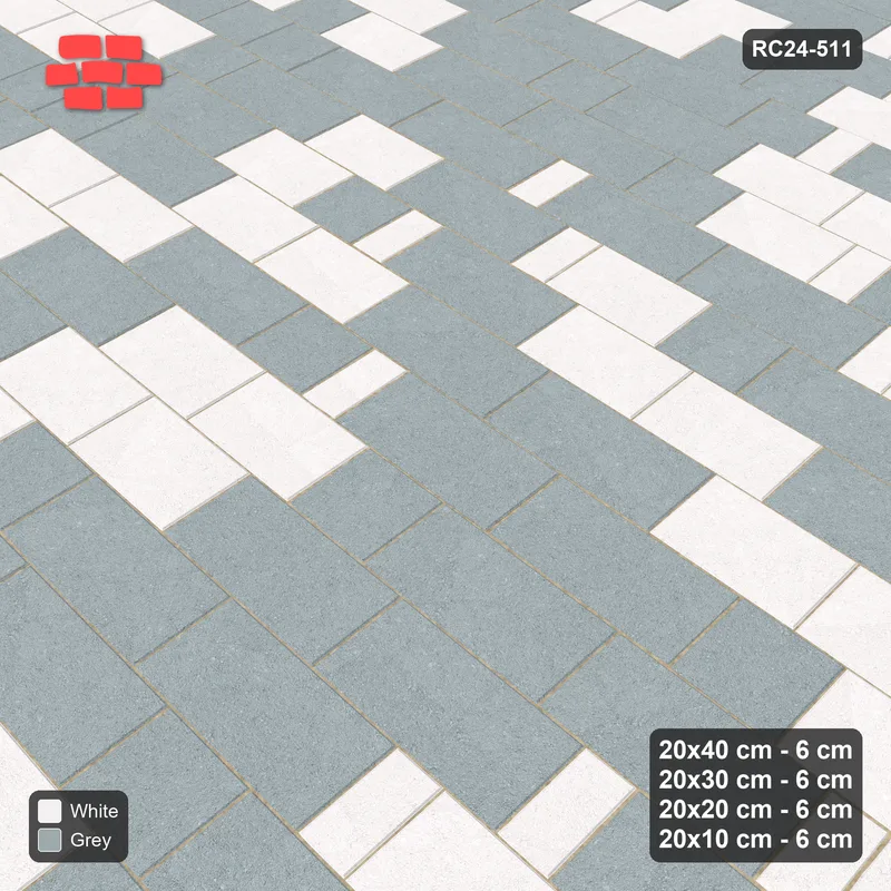 Interlock (Pasco) 20x40 cm · RC24-511 · Roman Course Mix 40/30/20/10, Colour per Length, 460 cm · Side view Interlock (Pasco) 20x40 cm · RC24-511 · Roman Course Mix 40/30/20/10, Colour per Length, 460 cm · Side view