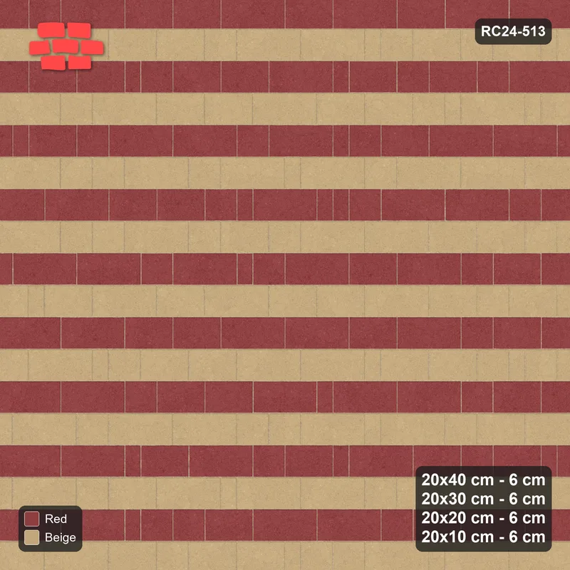 Interlock (Pasco) 20x40 cm · RC24-513 · Roman Course Mix 40/30/20/10, Alternating Courses, 360 cm · Top view Interlock (Pasco) 20x40 cm · RC24-513 · Roman Course Mix 40/30/20/10, Alternating Courses, 360 cm · Top view