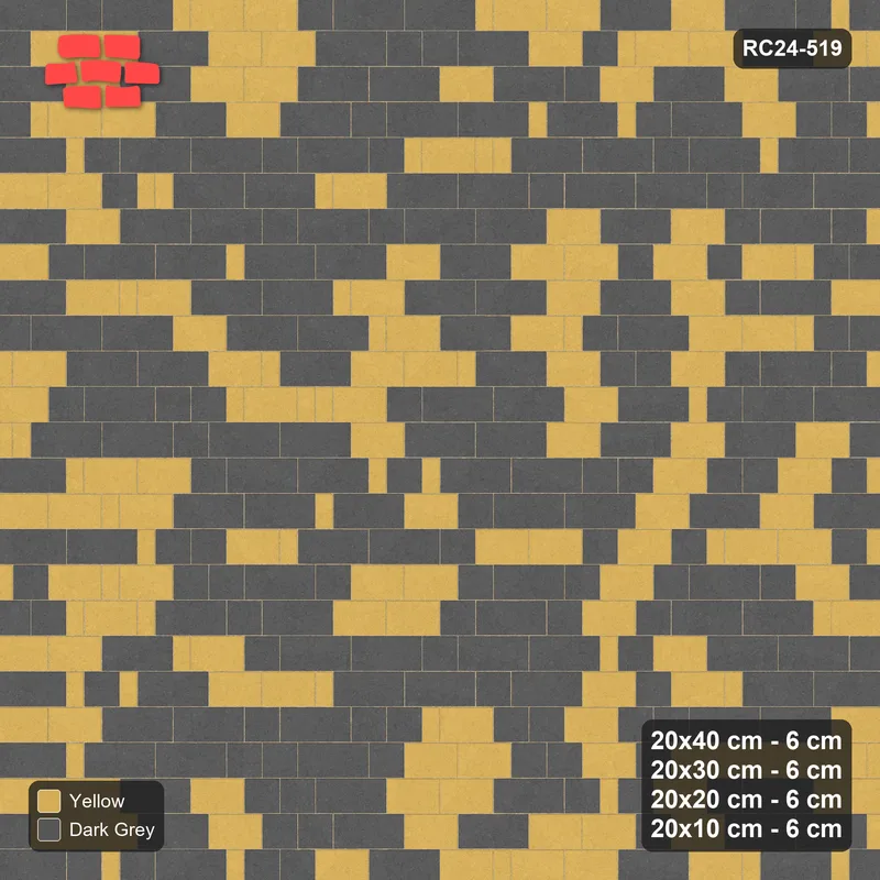 Interlock (Pasco) 20x40 cm · RC24-519 · Roman Course Mix 40/30/20/10, Colour per Length, 500 cm · Top view Interlock (Pasco) 20x40 cm · RC24-519 · Roman Course Mix 40/30/20/10, Colour per Length, 500 cm · Top view