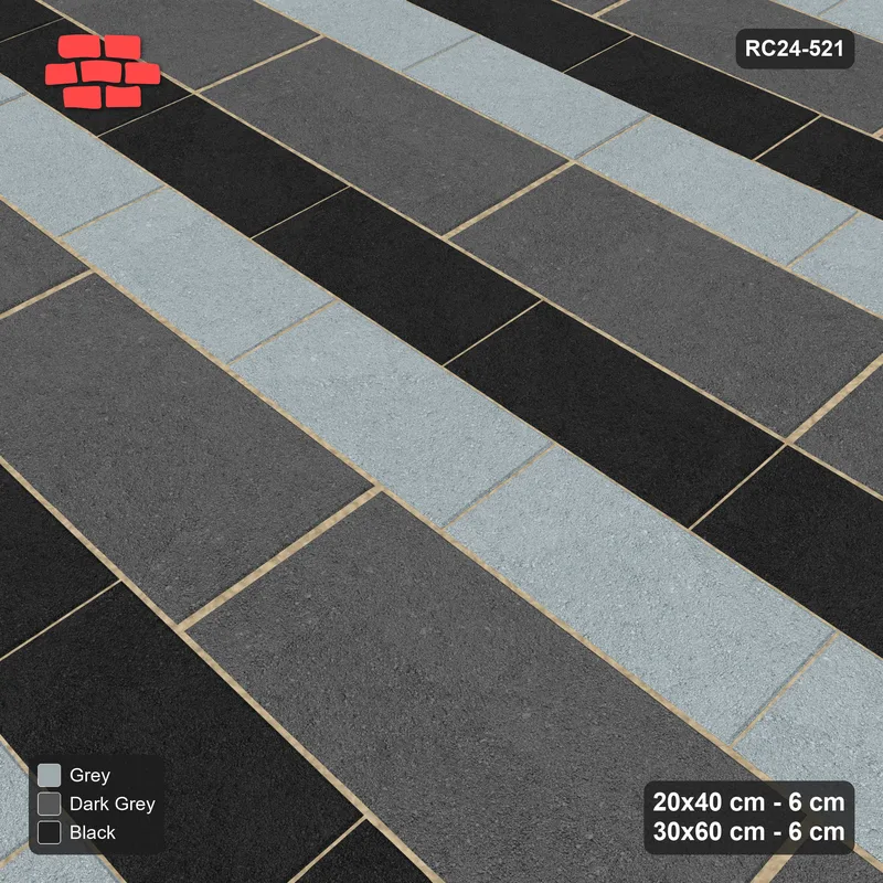 Interlock (Pasco) 20x40 cm · RC24-521 · Mixed Courses 2+1, Alternating 20x40 Courses · Side view Interlock (Pasco) 20x40 cm · RC24-521 · Mixed Courses 2+1, Alternating 20x40 Courses · Side view