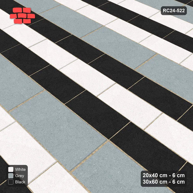 Interlock (Pasco) 20x40 cm · RC24-522 · Mixed Courses 3+1, Alternating 20x40 Courses · Side view Interlock (Pasco) 20x40 cm · RC24-522 · Mixed Courses 3+1, Alternating 20x40 Courses · Side view