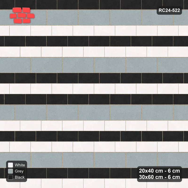 Interlock (Pasco) 20x40 cm · RC24-522 · Mixed Courses 3+1, Alternating 20x40 Courses · Top view Interlock (Pasco) 20x40 cm · RC24-522 · Mixed Courses 3+1, Alternating 20x40 Courses · Top view