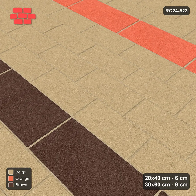 Interlock (Pasco) 20x40 cm · RC24-523 · Mixed Courses 4+1, 20x40 and 30x60, Accent 30x60 Courses · Side view Interlock (Pasco) 20x40 cm · RC24-523 · Mixed Courses 4+1, 20x40 and 30x60, Accent 30x60 Courses · Side view