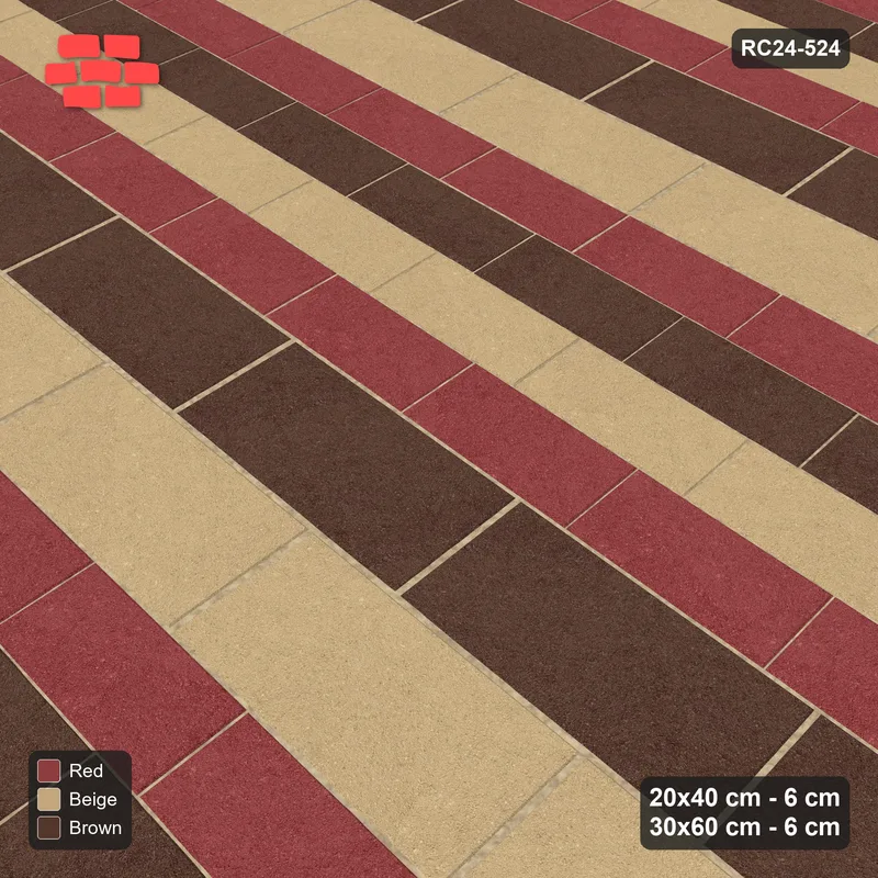 Interlock (Pasco) 20x40 cm · RC24-524 · Mixed Courses 4+2, 20x40 and 30x60, Colour per Course · Side view Interlock (Pasco) 20x40 cm · RC24-524 · Mixed Courses 4+2, 20x40 and 30x60, Colour per Course · Side view