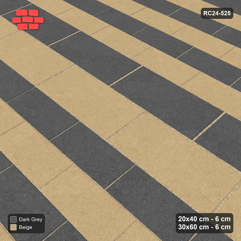 Interlock (Pasco) 20x40 cm · RC24-525 · Mixed Courses 5+2, 20x40 and 30x60, Colour per Course · Side view Interlock (Pasco) 20x40 cm · RC24-525 · Mixed Courses 5+2, 20x40 and 30x60, Colour per Course · Side view