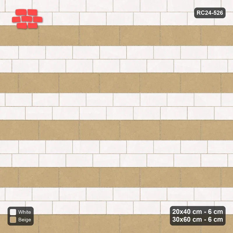 Interlock (Pasco) 20x40 cm · RC24-526 · Mixed Courses 2+1, 20x40 and 30x60, Inverse Product Colours · Top view Interlock (Pasco) 20x40 cm · RC24-526 · Mixed Courses 2+1, 20x40 and 30x60, Inverse Product Colours · Top view