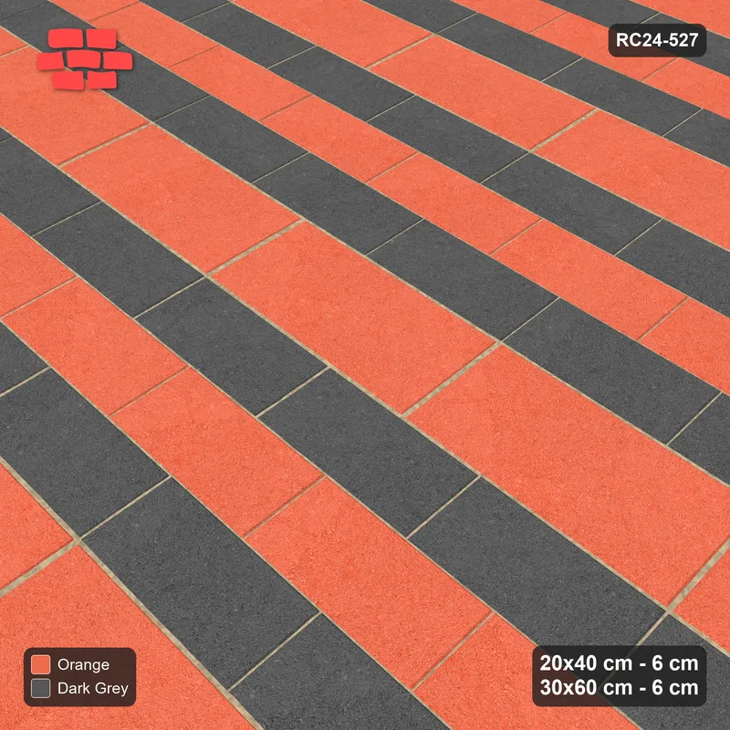 Interlock (Pasco) 20x40 cm · RC24-527 · Mixed Courses 3+1, 20x40 and 30x60, Colour per Course · Side view Interlock (Pasco) 20x40 cm · RC24-527 · Mixed Courses 3+1, 20x40 and 30x60, Colour per Course · Side view