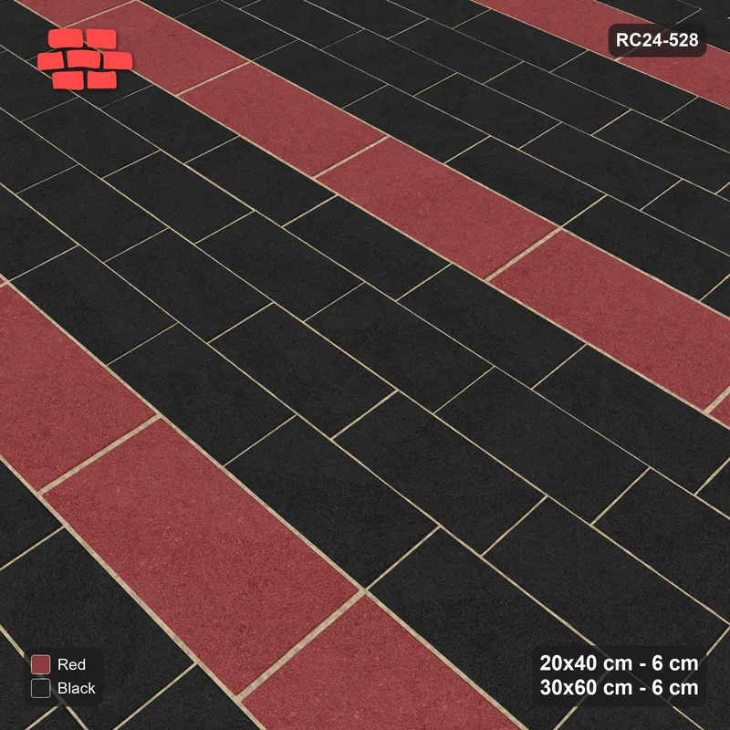 Interlock (Pasco) 20x40 cm · RC24-528 · Mixed Courses 4+1, 20x40 and 30x60, Colour per Product · Side view Interlock (Pasco) 20x40 cm · RC24-528 · Mixed Courses 4+1, 20x40 and 30x60, Colour per Product · Side view