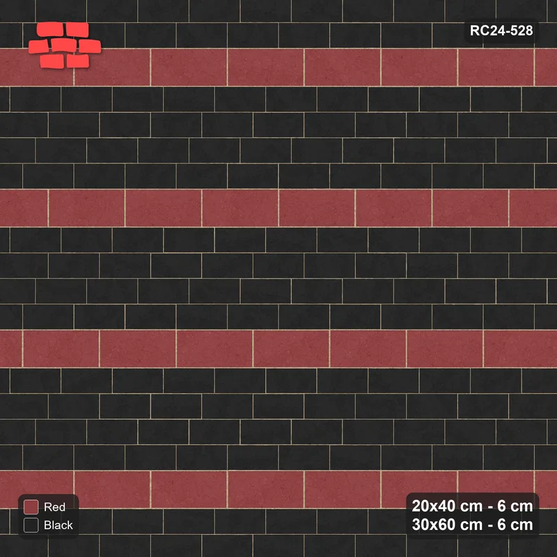 Interlock (Pasco) 20x40 cm · RC24-528 · Mixed Courses 4+1, 20x40 and 30x60, Colour per Product · Top view Interlock (Pasco) 20x40 cm · RC24-528 · Mixed Courses 4+1, 20x40 and 30x60, Colour per Product · Top view