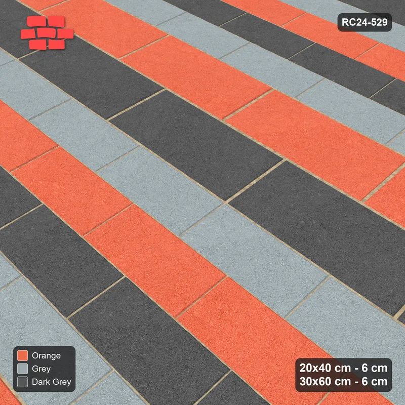 Interlock (Pasco) 20x40 cm · RC24-529 · Mixed Courses 4+2, Colour per Course · Side view Interlock (Pasco) 20x40 cm · RC24-529 · Mixed Courses 4+2, Colour per Course · Side view