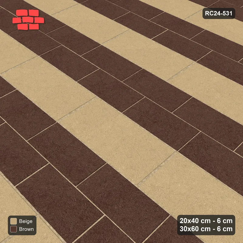 Interlock (Pasco) 20x40 cm · RC24-531 · Mixed Courses 2+1, 20x40 and 30x60, Colour per Product · Side view Interlock (Pasco) 20x40 cm · RC24-531 · Mixed Courses 2+1, 20x40 and 30x60, Colour per Product · Side view