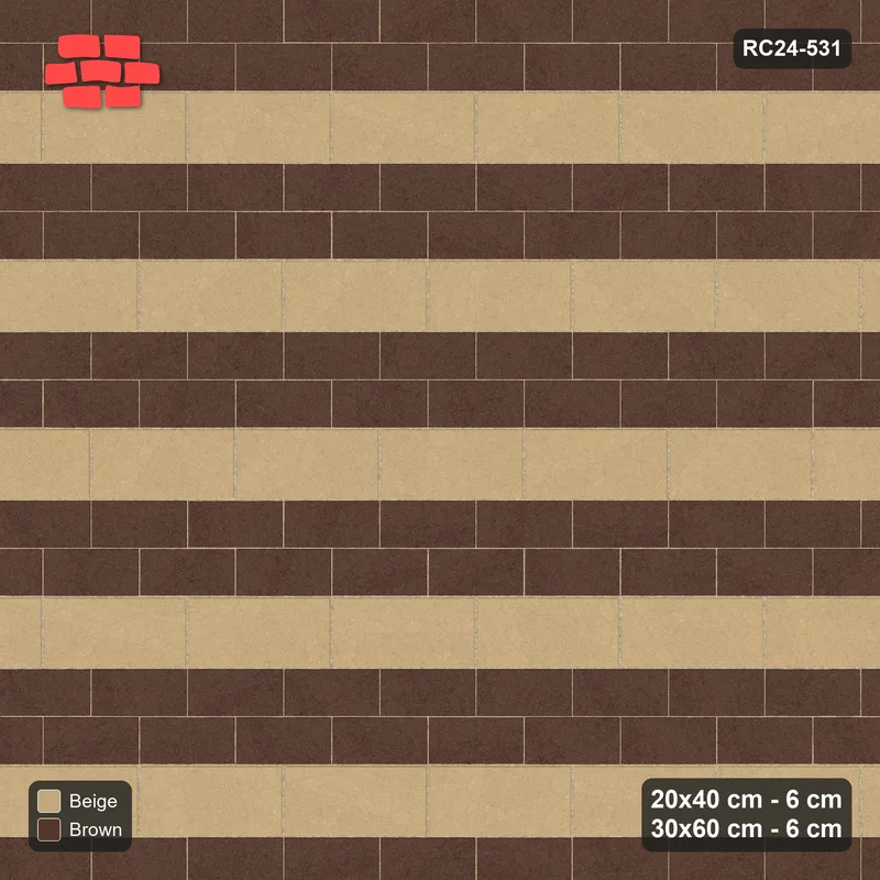 Interlock (Pasco) 20x40 cm · RC24-531 · Mixed Courses 2+1, 20x40 and 30x60, Colour per Product · Top view Interlock (Pasco) 20x40 cm · RC24-531 · Mixed Courses 2+1, 20x40 and 30x60, Colour per Product · Top view