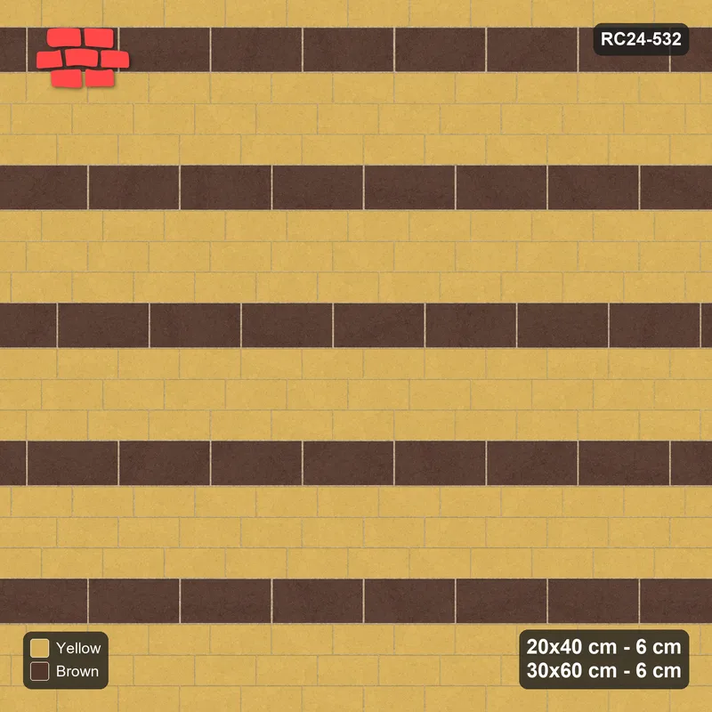 Interlock (Pasco) 20x40 cm · RC24-532 · Mixed Courses 3+1, 20x40 and 30x60, Colour per Product · Top view Interlock (Pasco) 20x40 cm · RC24-532 · Mixed Courses 3+1, 20x40 and 30x60, Colour per Product · Top view
