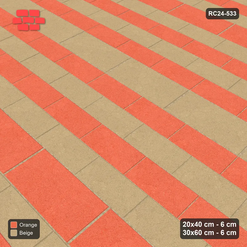 Interlock (Pasco) 20x40 cm · RC24-533 · Mixed Courses 4+1, 20x40 and 30x60, Colour per Course · Side view Interlock (Pasco) 20x40 cm · RC24-533 · Mixed Courses 4+1, 20x40 and 30x60, Colour per Course · Side view