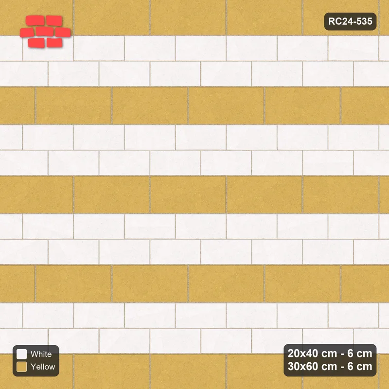 Interlock (Pasco) 20x40 cm · RC24-535 · Mixed Courses 2+1, Colour per Product · Top view Interlock (Pasco) 20x40 cm · RC24-535 · Mixed Courses 2+1, Colour per Product · Top view