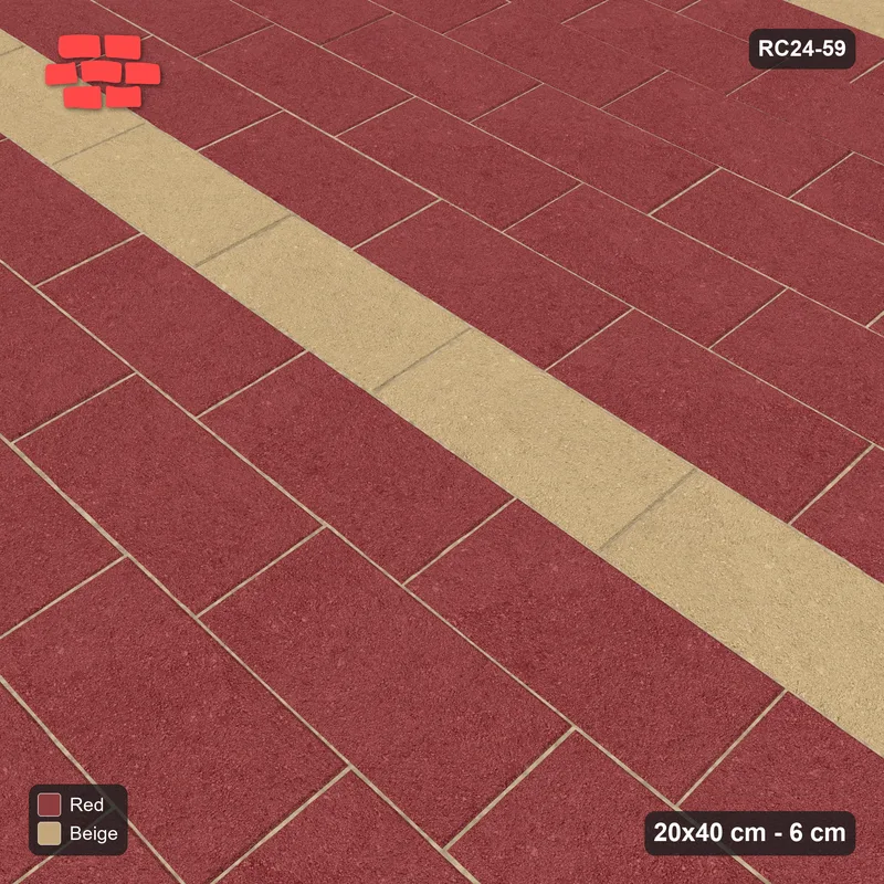 Interlock (Pasco) 20x40 cm · RC24-59 · Running bond 1/3, accent course every 7 - Terracotta · Side view Interlock (Pasco) 20x40 cm · RC24-59 · Running bond 1/3, accent course every 7 - Terracotta · Side view